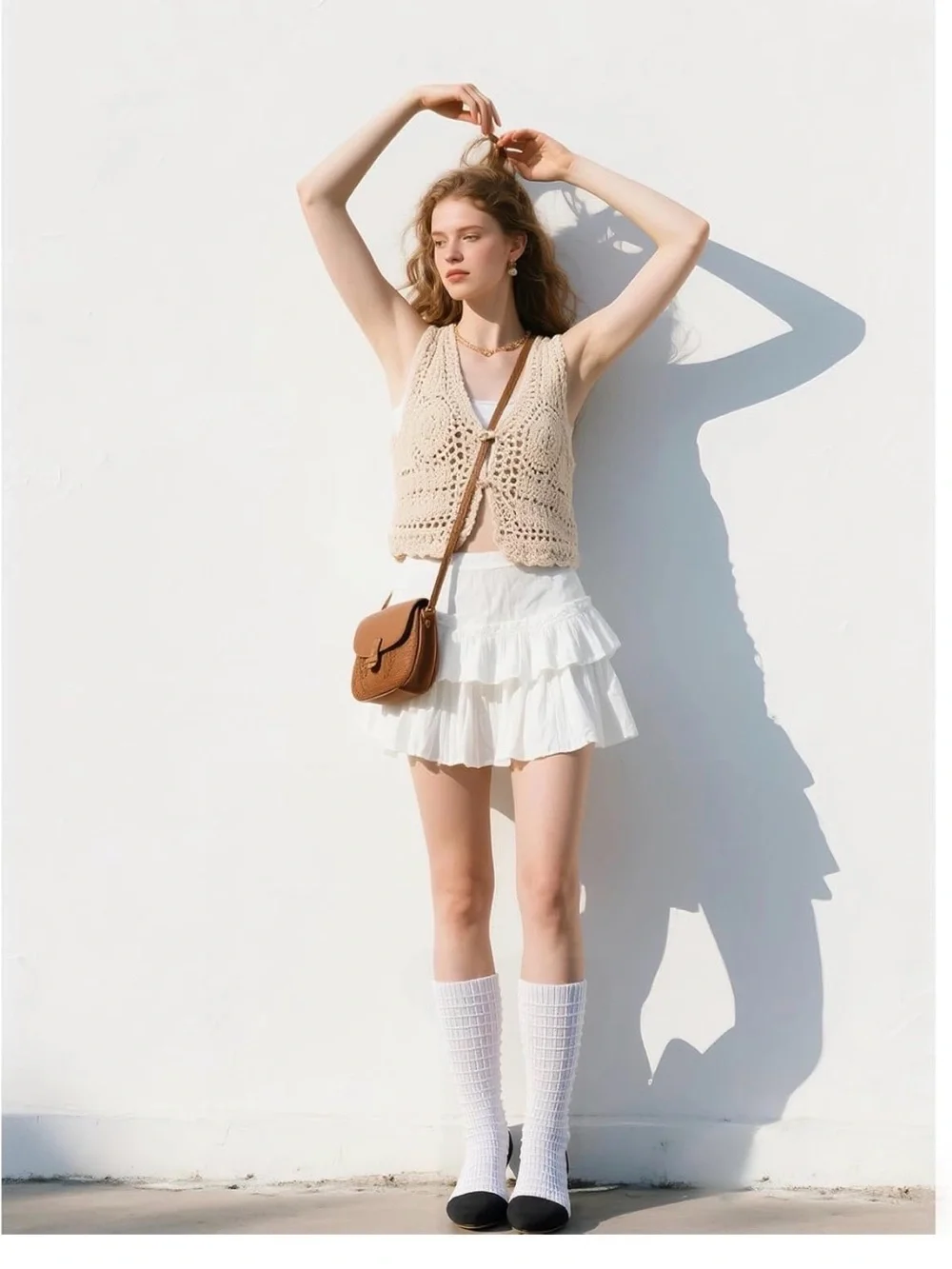 Knit Two-Tone Wedge Boot in White and Black size 7.5